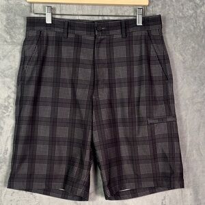 Pebble Beach Performance Gray Plaid Golf Athletic Shorts Size 32